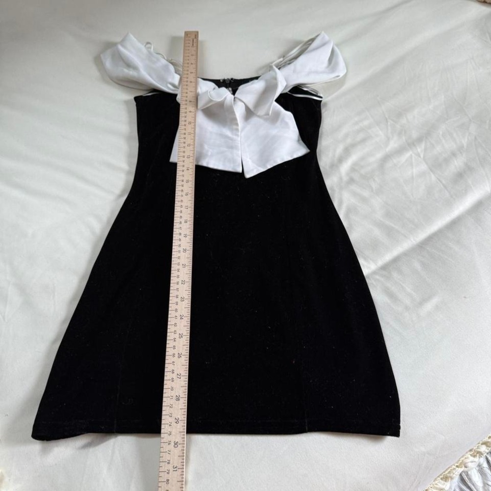 bow front‎ mini dress  black mini dress Fora size small - Picture 4 of 6